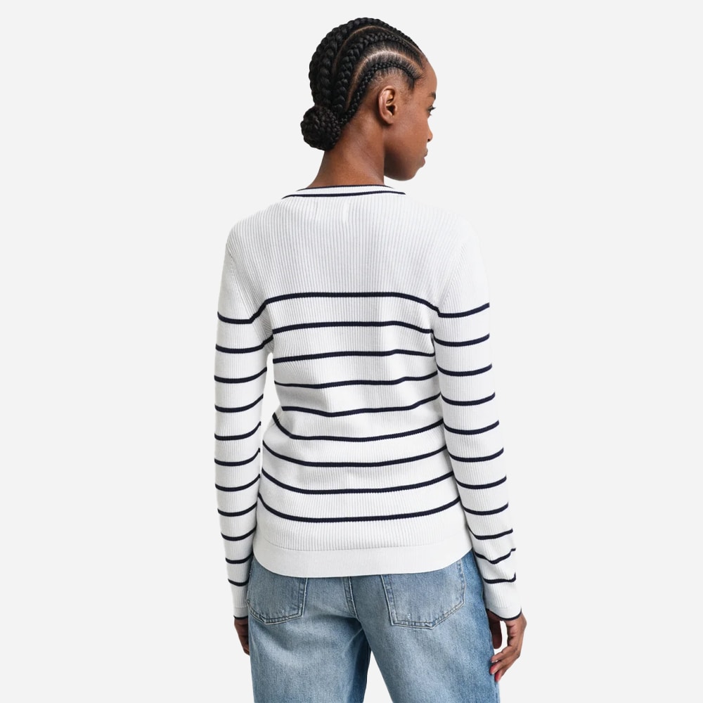 Ribbed Breton Cardigan - Cream