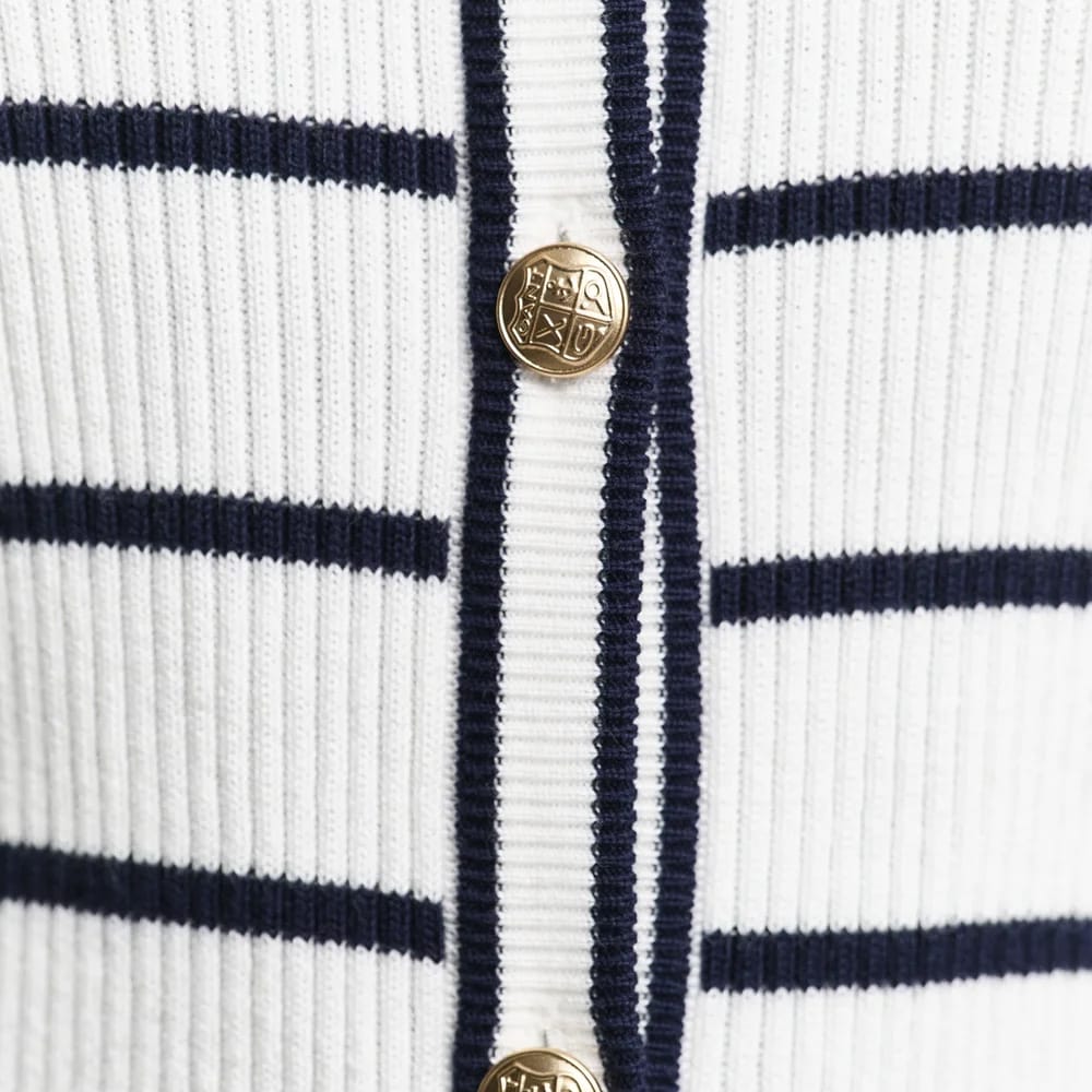 Ribbed Breton Cardigan - Cream