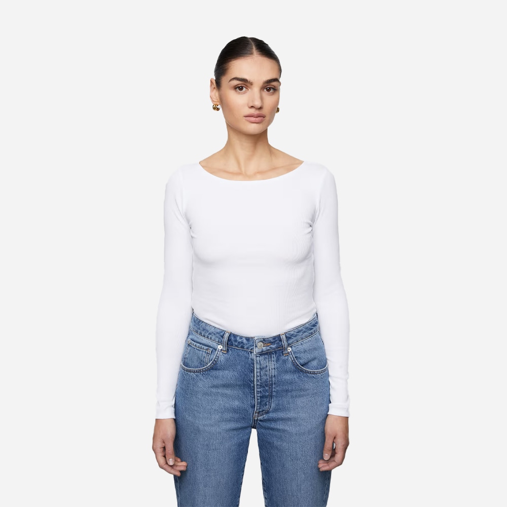 Petronella Rib Boatneck - White