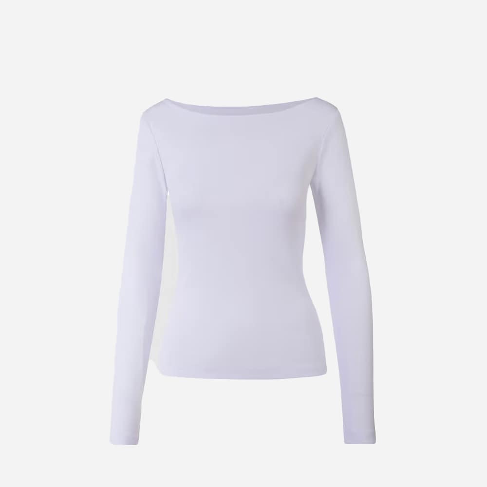 Petronella Rib Boatneck - White