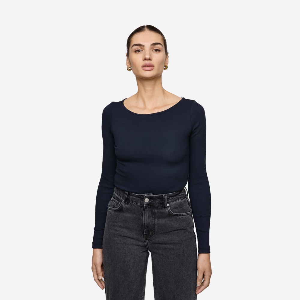 Petronella Rib Boatneck - Navy