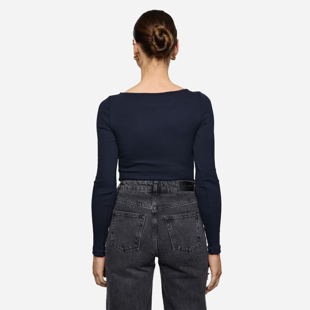 Petronella Rib Boatneck - Navy