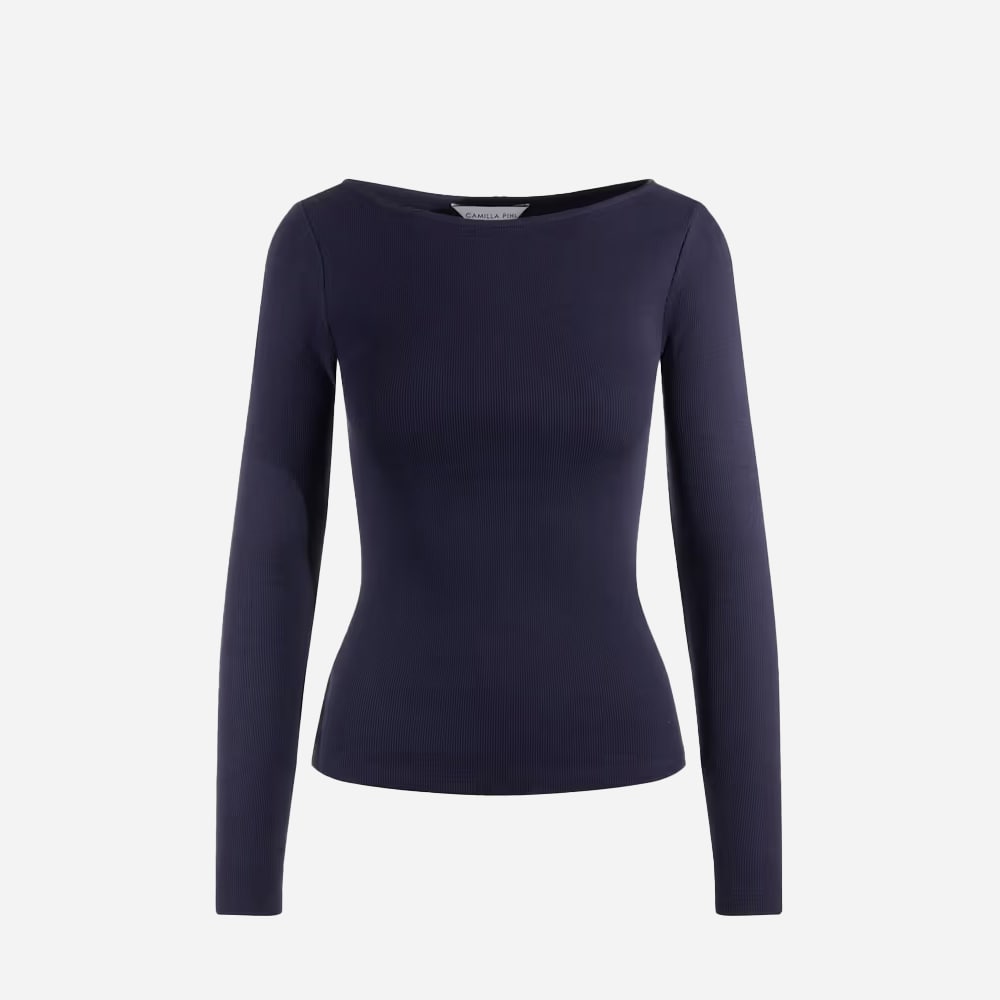 Petronella Rib Boatneck - Navy