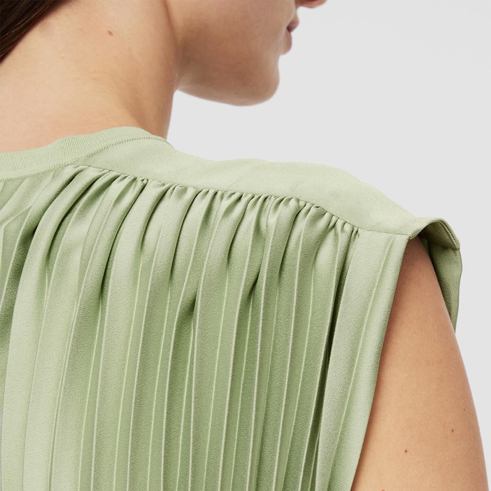 Volta Knit Weave Plissé Dress - Matcha