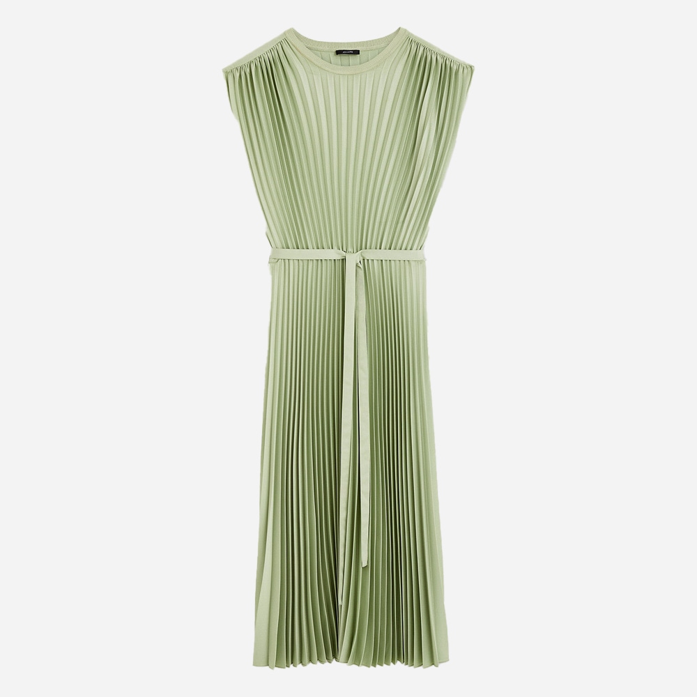 Volta Knit Weave Plissé Dress - Matcha