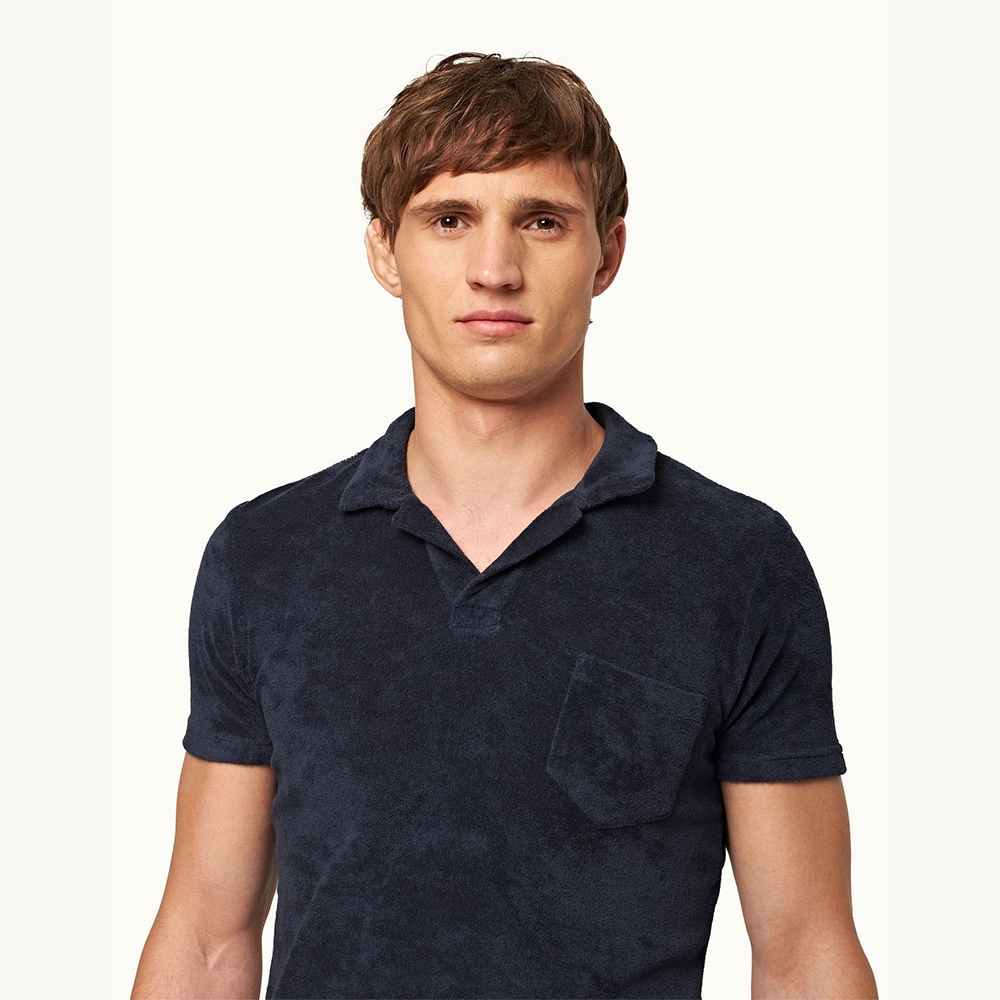 Terry Towelling Polo Shirt - Navy