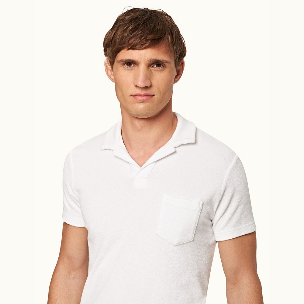 Terry Towelling Polo Shirt - White