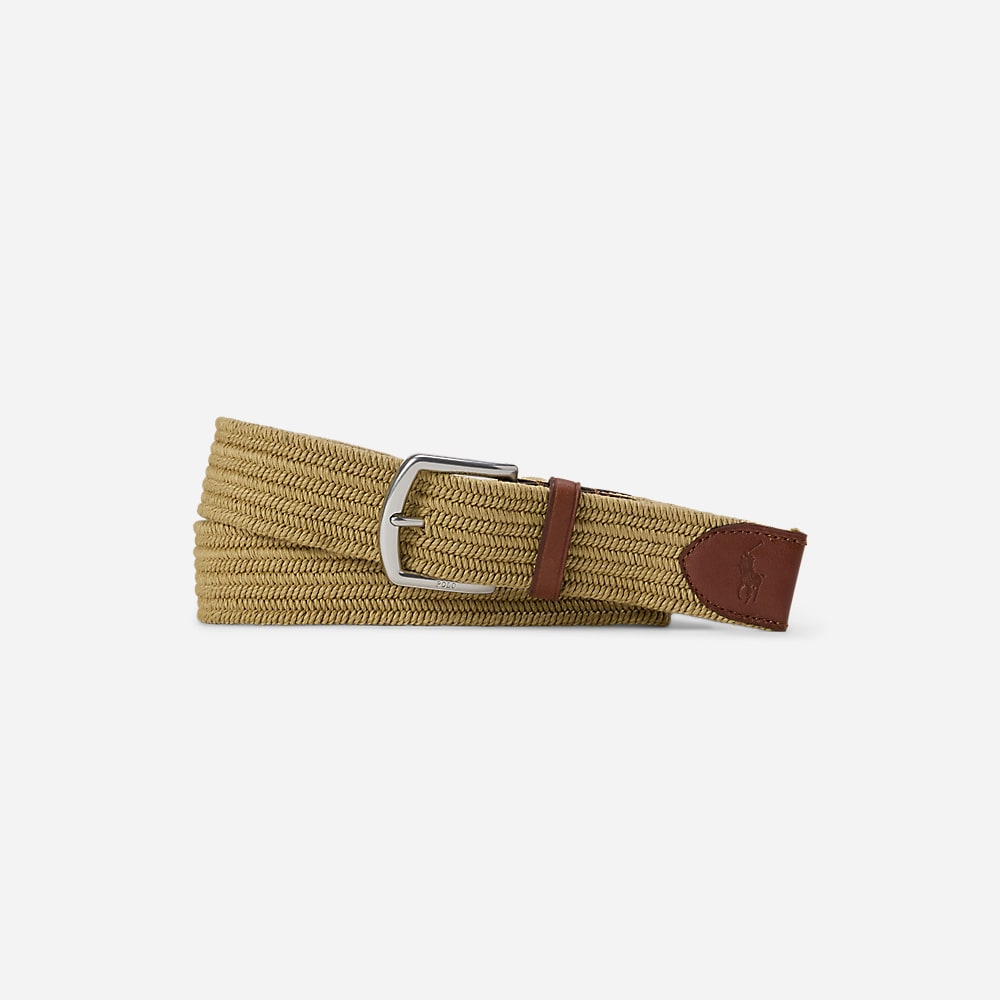 Leather-Trim Braided Belt - Timber Brown