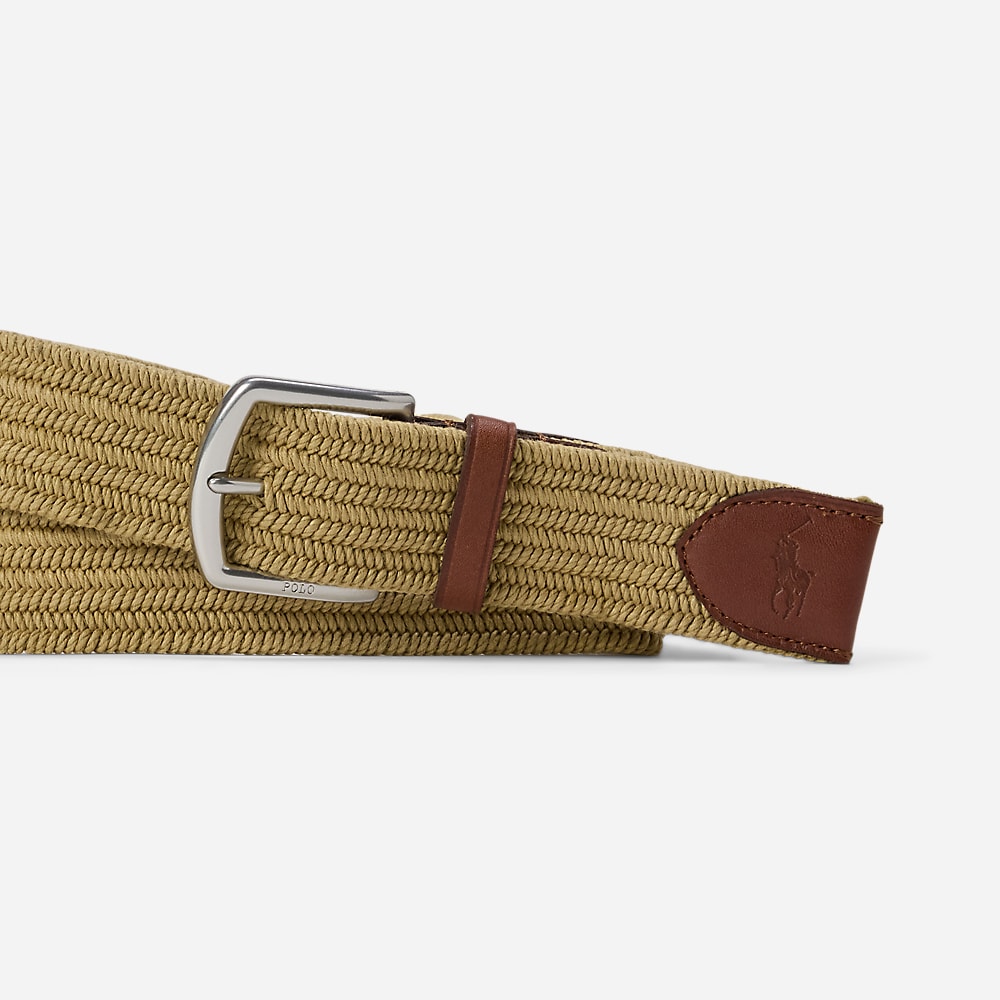 Leather-Trim Braided Belt - Timber Brown