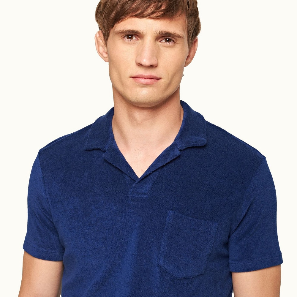 Terry Towelling Polo Shirt - Blue Wash