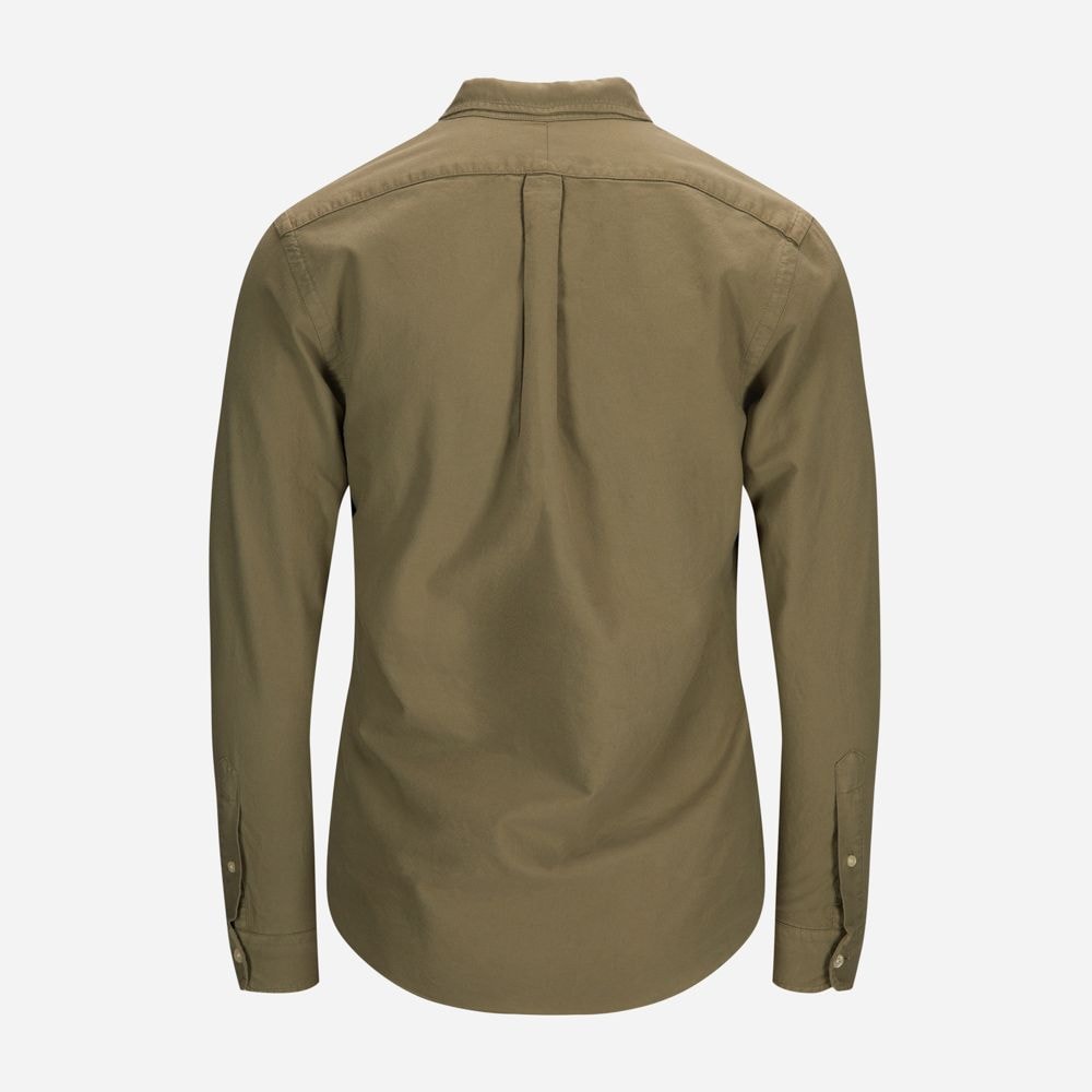 Slim Fit Garment Dyed Oxford Shirt - Sage Green