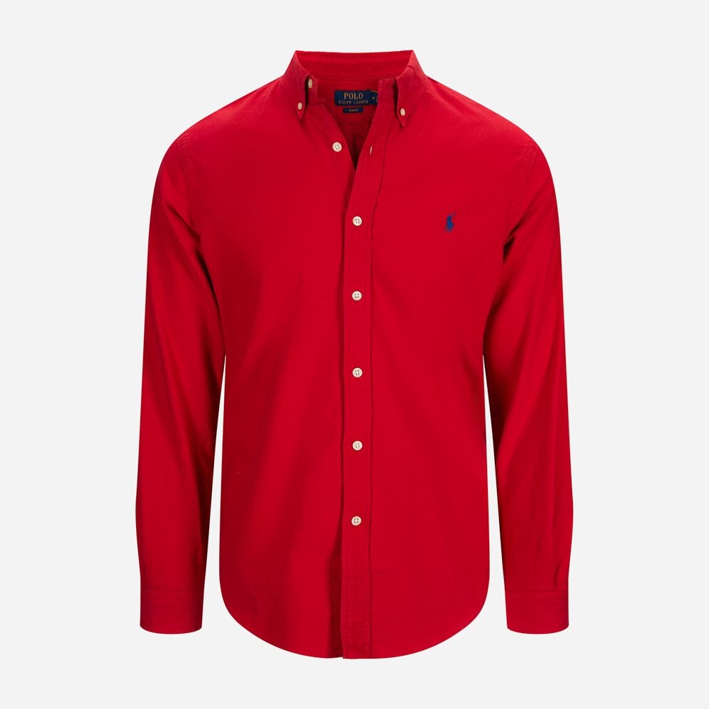 Slim Fit Garment Dyed Oxford Shirt - Rl 2000 Red