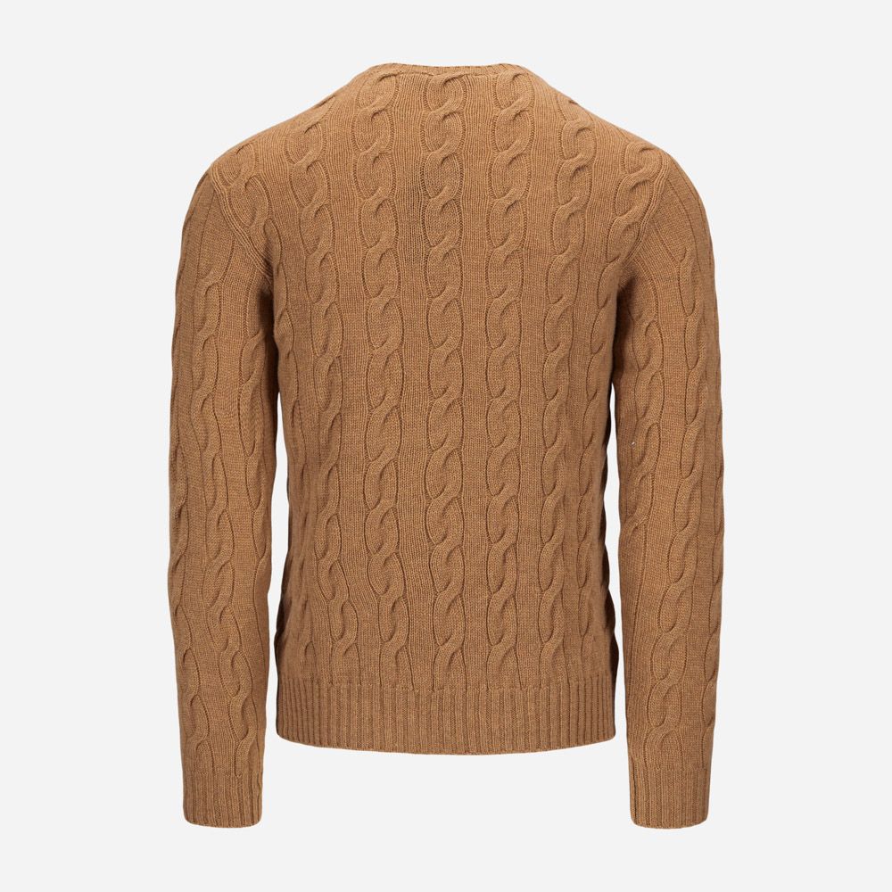 Cable Cn-Long Sleeve-Sweater Camel Melange