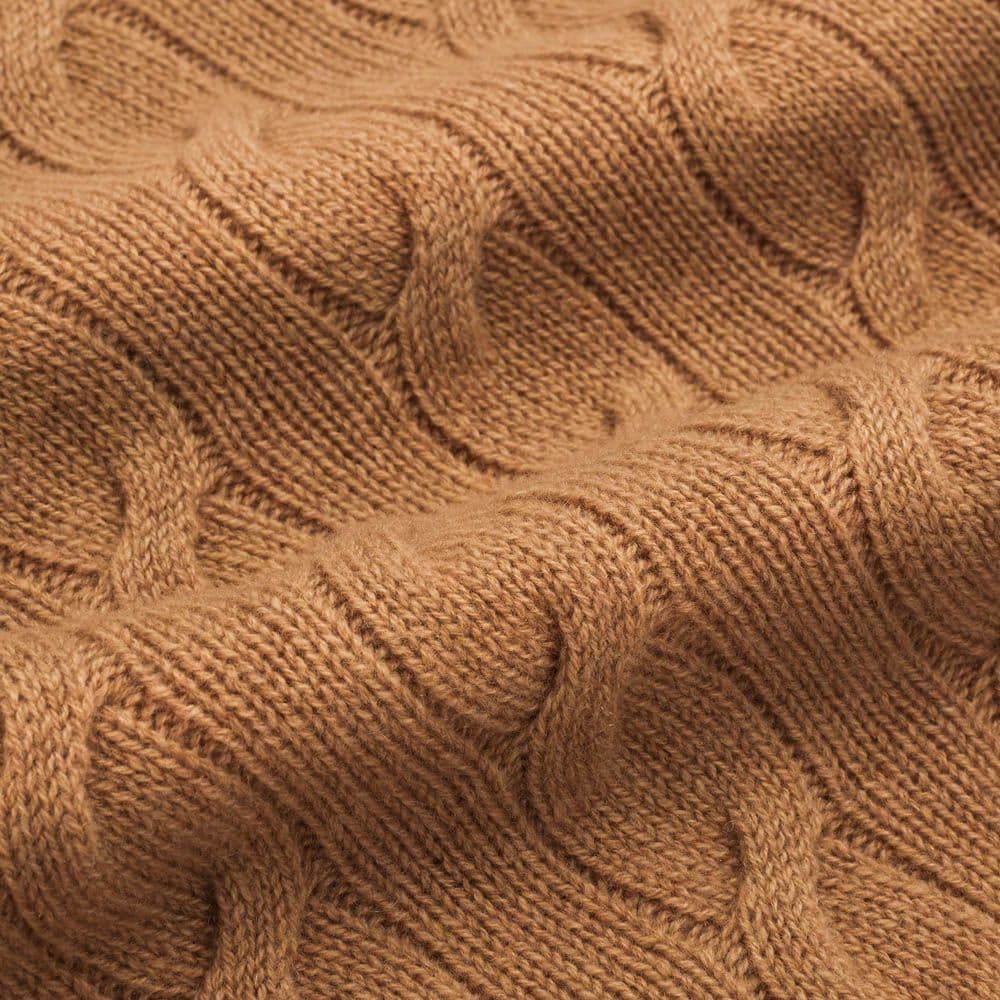 Cable Cn-Long Sleeve-Sweater Camel Melange