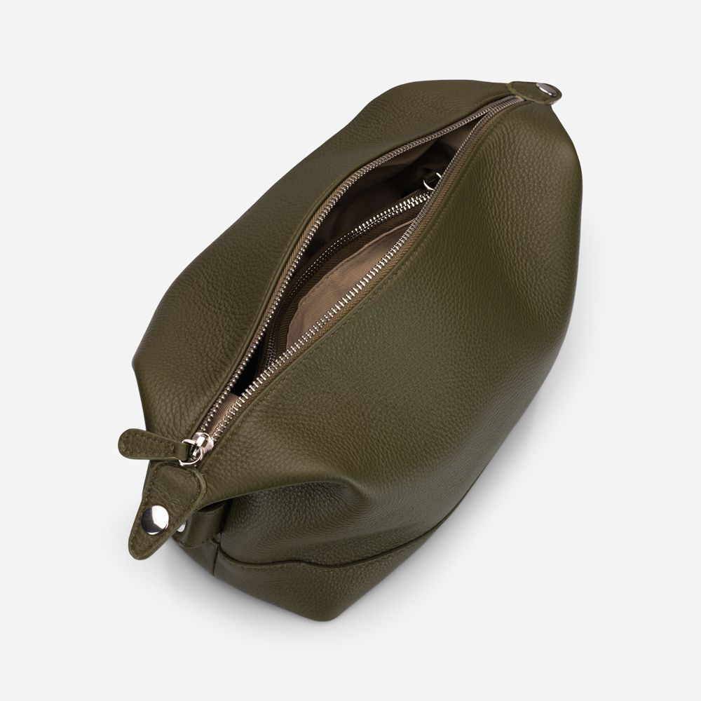 Leather Washbag - Verde