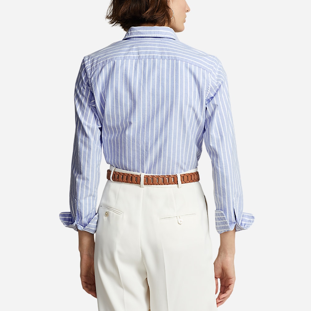 Classic Fit Striped Oxford Shirt - Harbor Island Blue/White