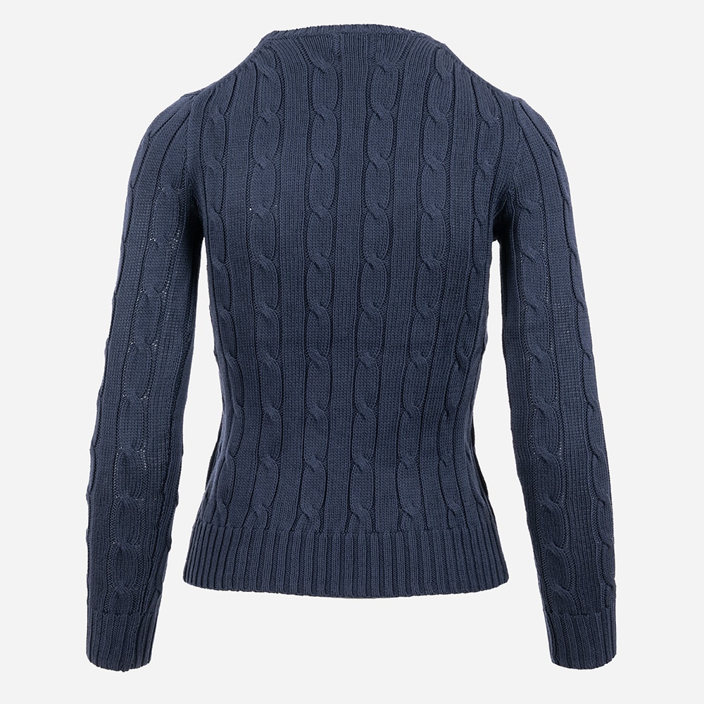 Cable Knit Cotton Crewneck Sweater - Hunter Navy