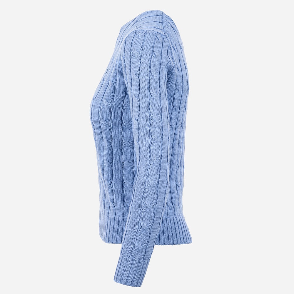 Cable Knit Cotton Crewneck Sweater - New Litchfield Blue
