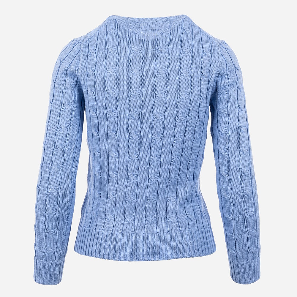 Cable Knit Cotton Crewneck Sweater - New Litchfield Blue