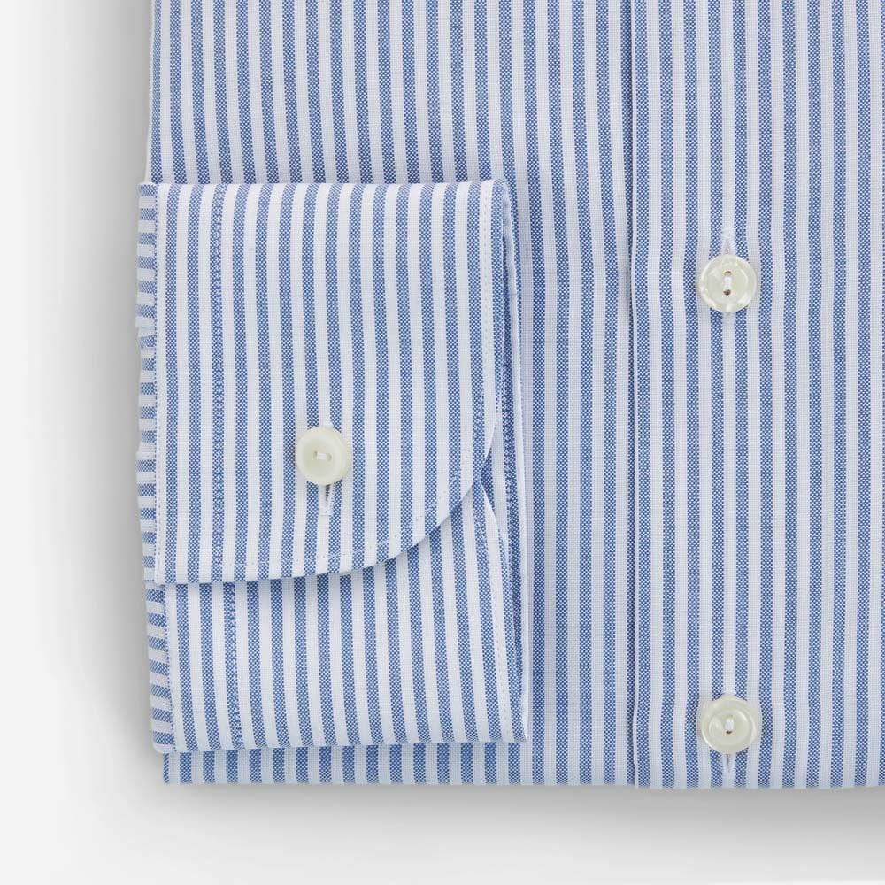 Contemporary Fit Oxford Shirt - Mid Blue Bengal Striped