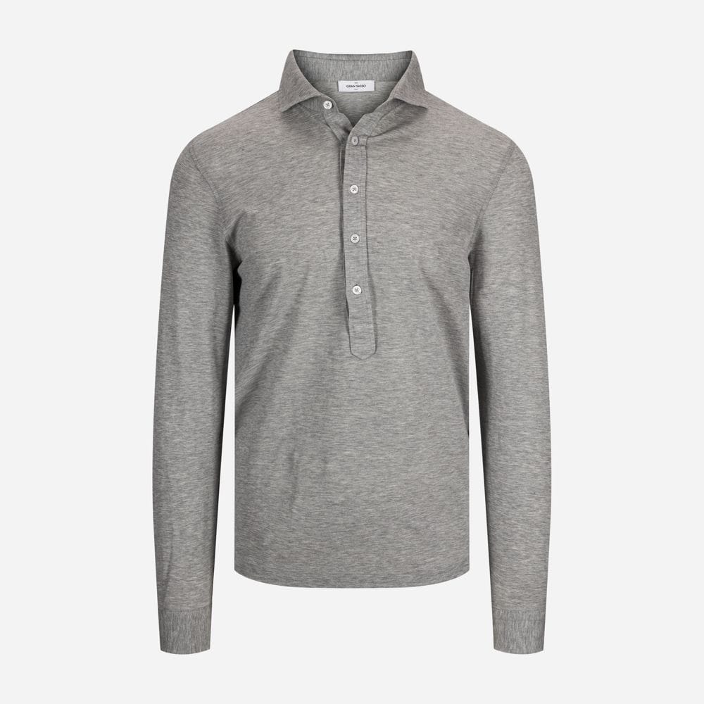 Long Sleeve Pop-Over Shirt - Light Grey