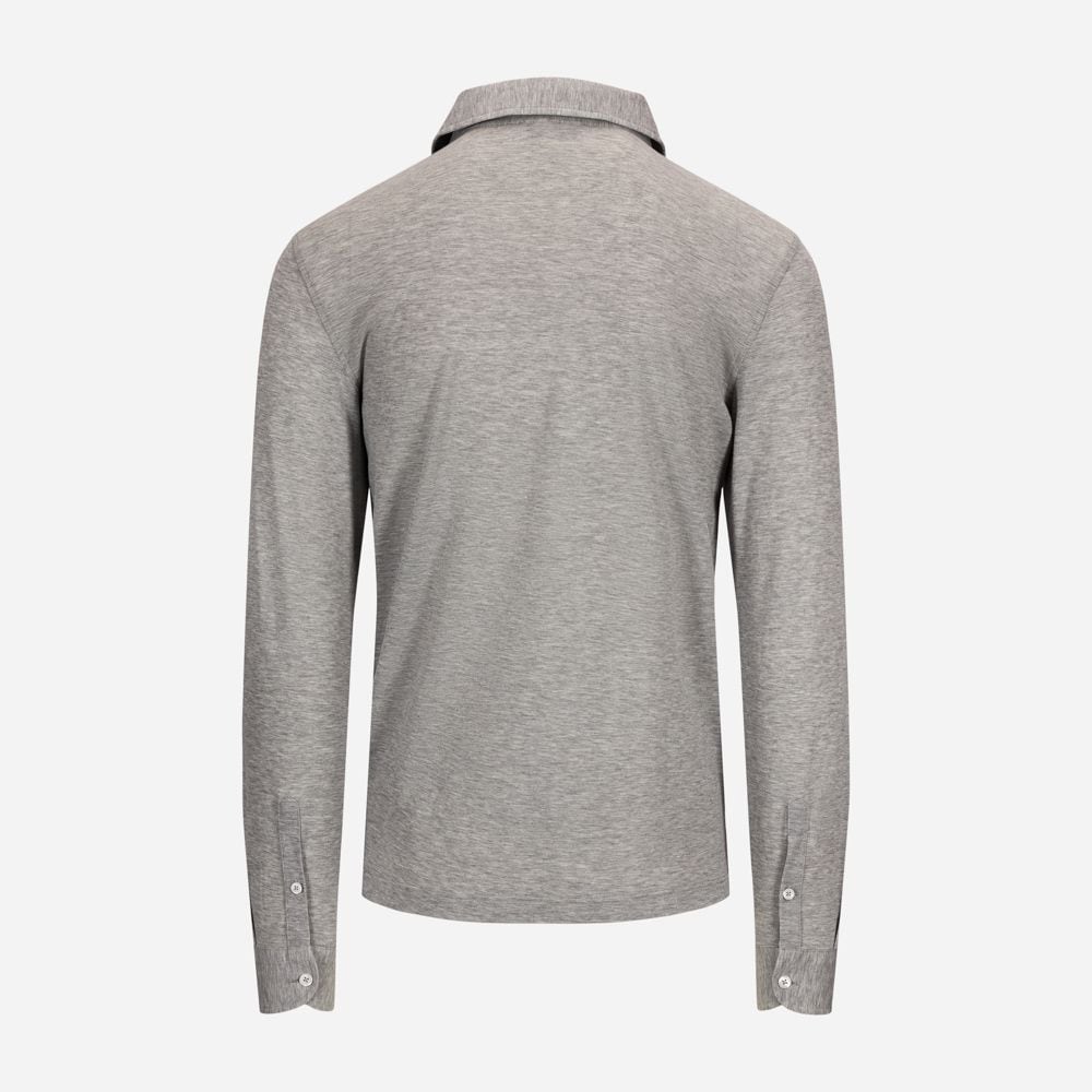 Long Sleeve Pop-Over Shirt - Light Grey