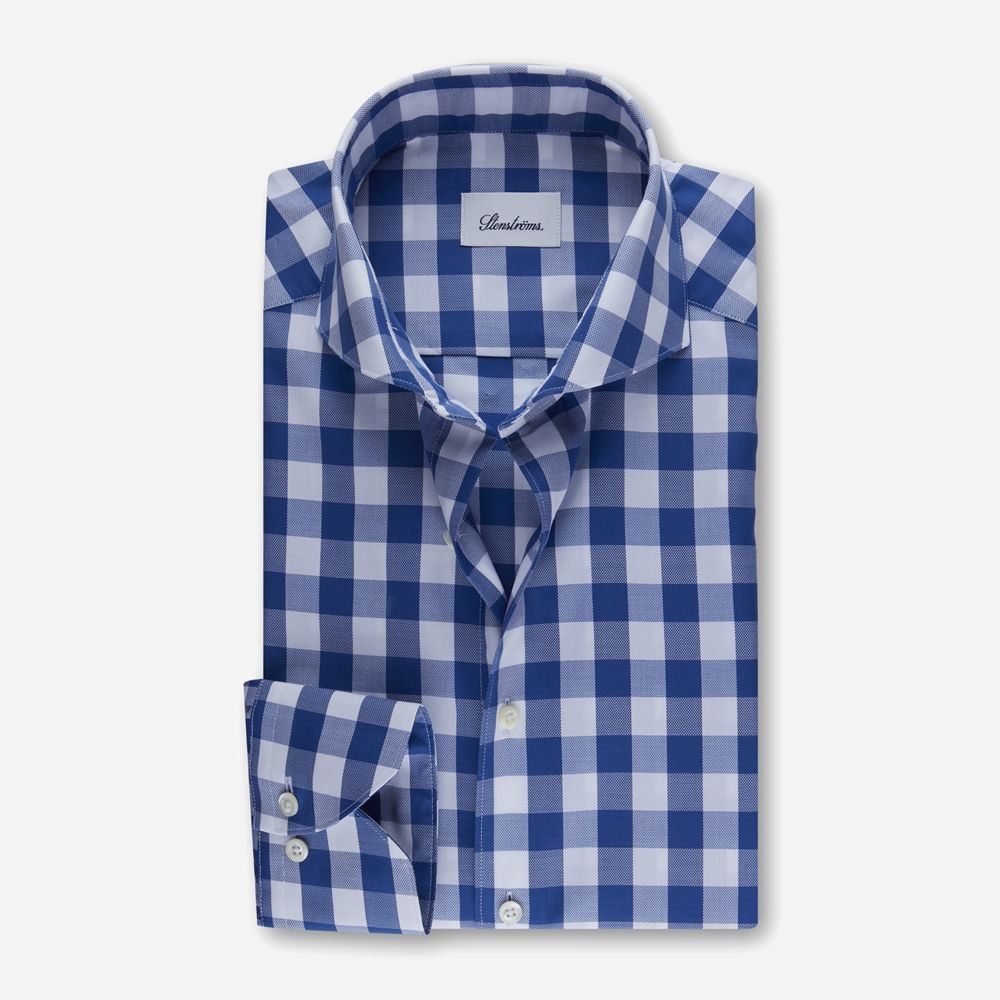 Fitted Body Oxford Shirt - Blue/White