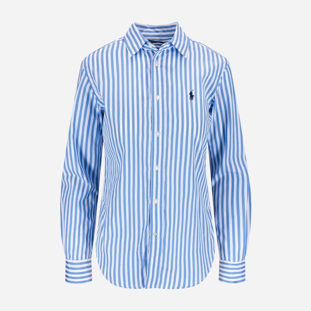 Striped Cotton Shirt - Light Blue/White Stripe