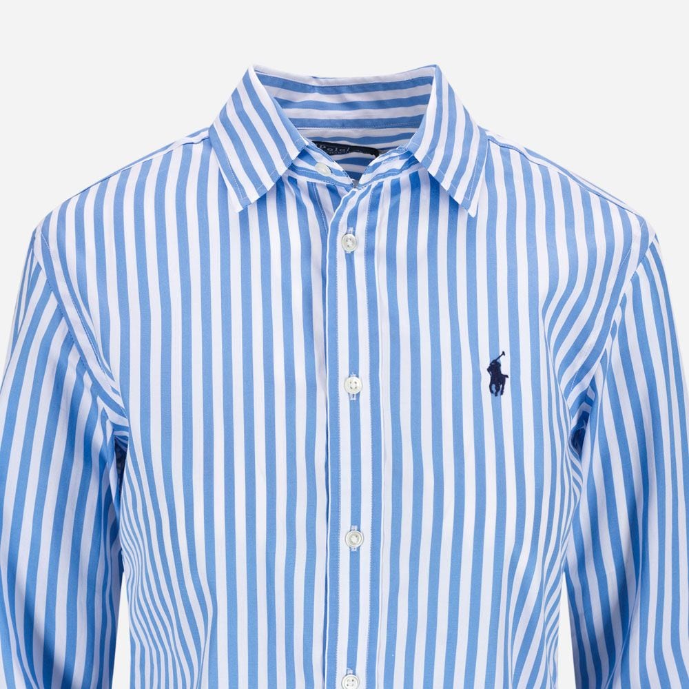 Striped Cotton Shirt - Light Blue/White Stripe
