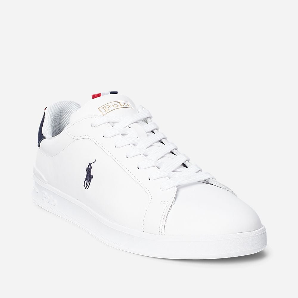 Heritage Court Leather Sneaker - White/Navy/Red