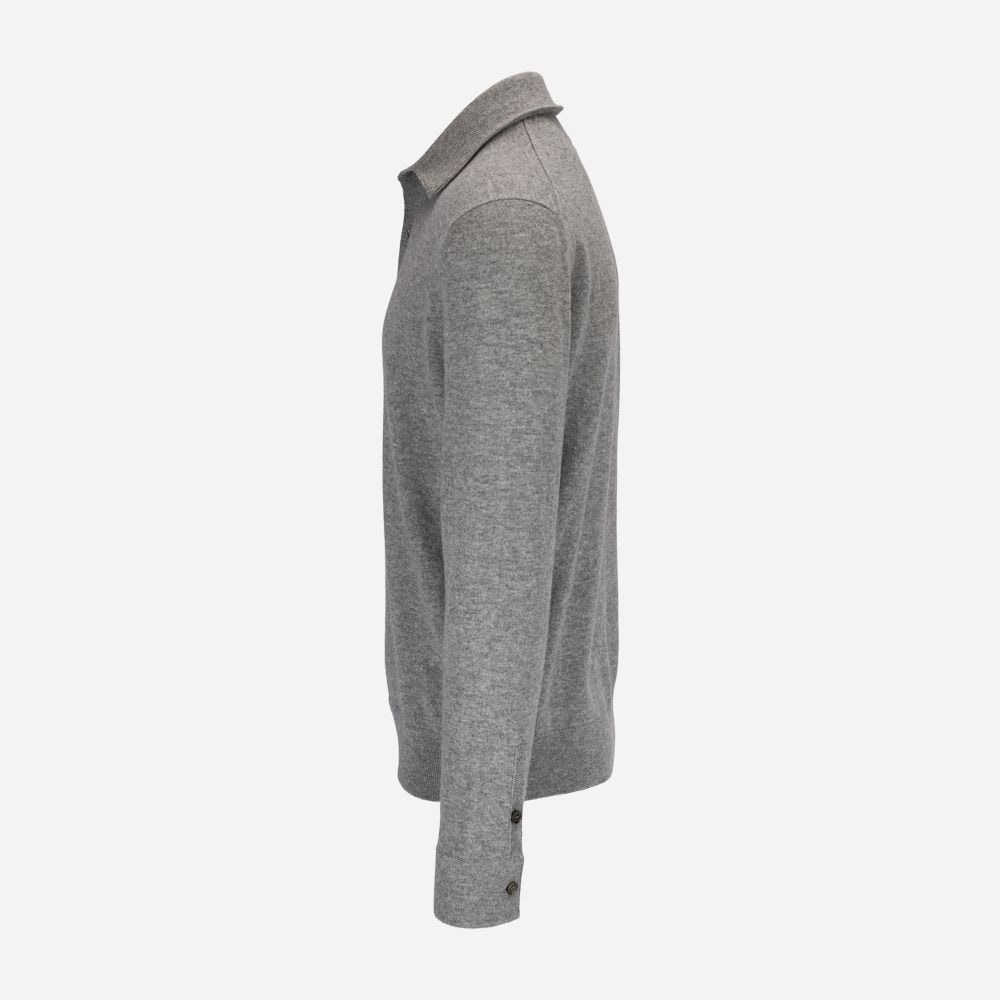 Knitwear Polo - Medium Grey Solid