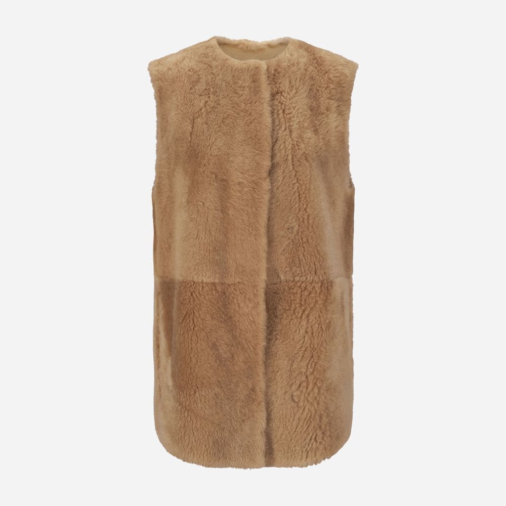 Viven Shearling Vest - Iced Coffe