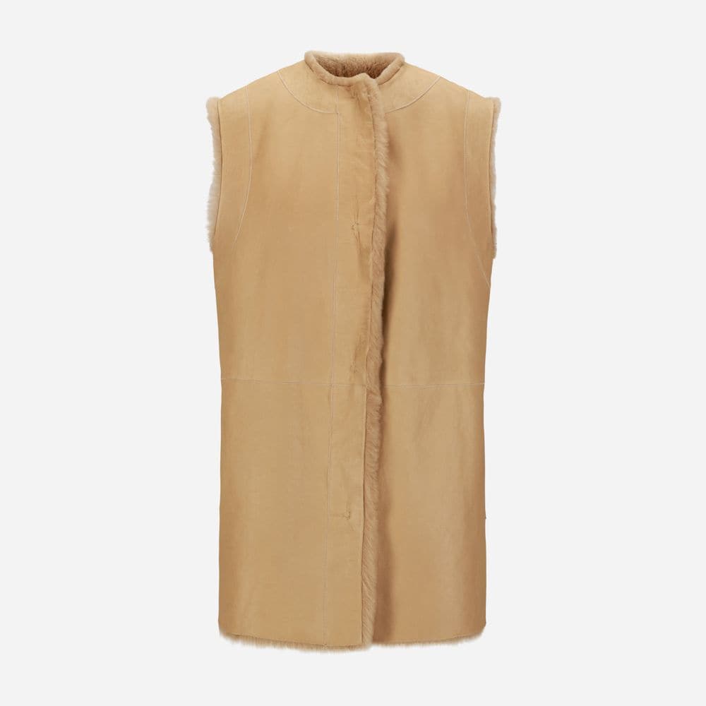 Viven Shearling Vest - Iced Coffe