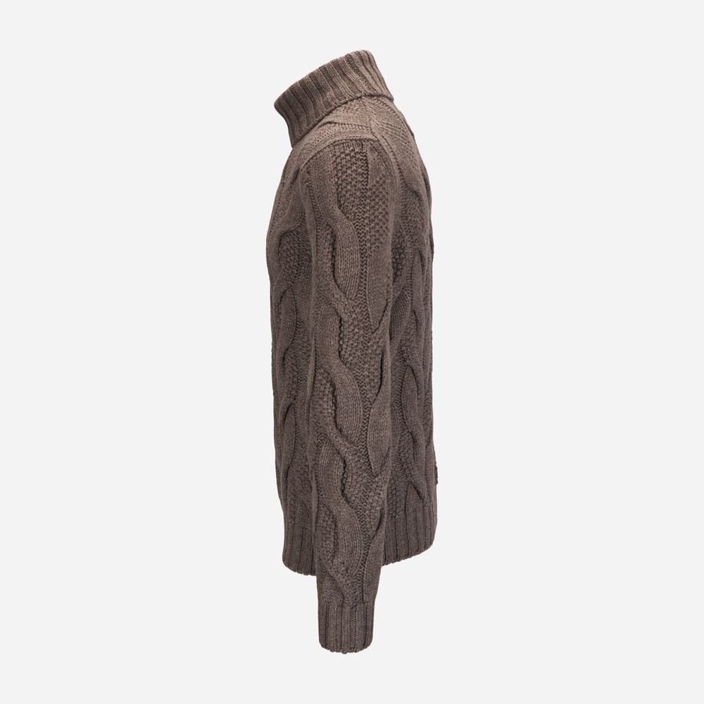 Turtle Neck Wide Cabel - Taupe