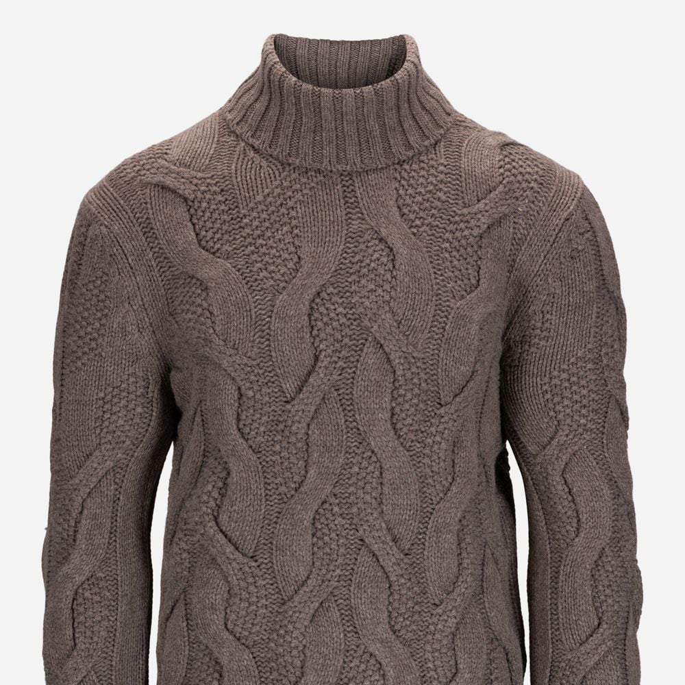 Turtle Neck Wide Cabel - Taupe