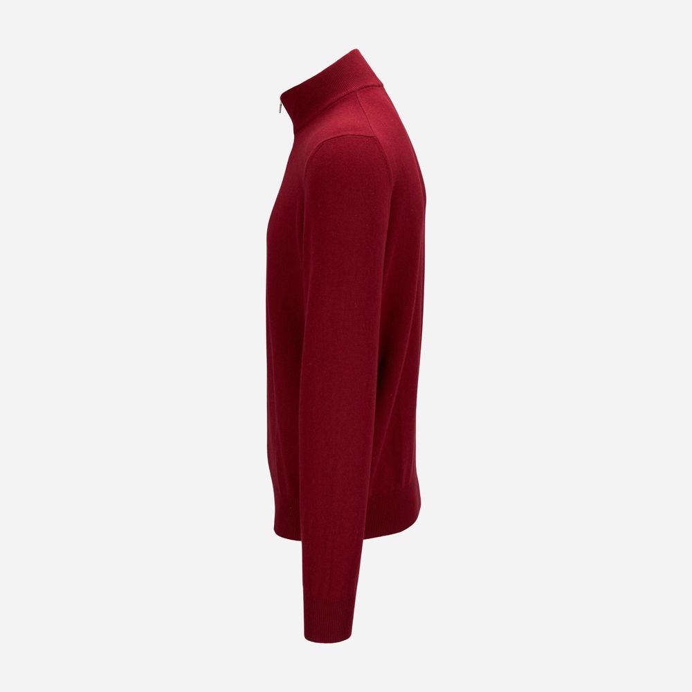 Half Zip Wool-Cashmere - Red