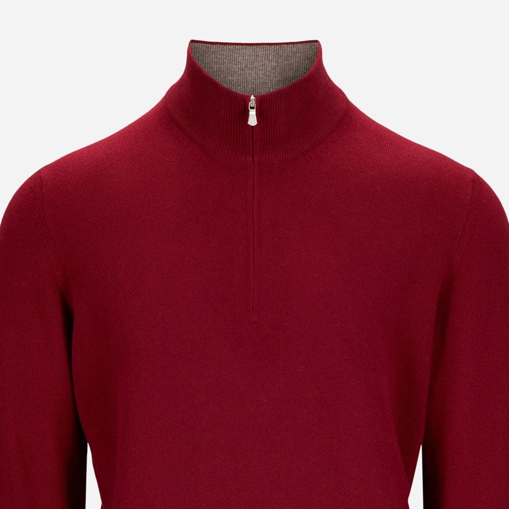 Half Zip Wool-Cashmere - Red