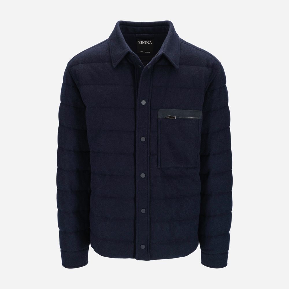 Oasi Cashmere Shirt Jacket - Navy Solid