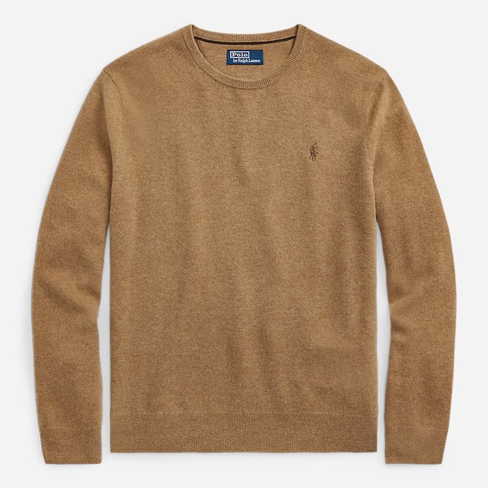 Wool Crewneck Sweater - Latte Brown Heather