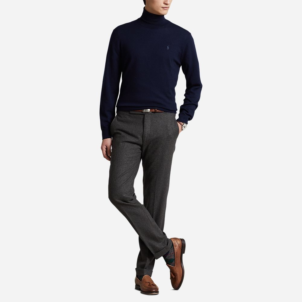 Washable Wool Roll Neck Jumper - Hunter Navy