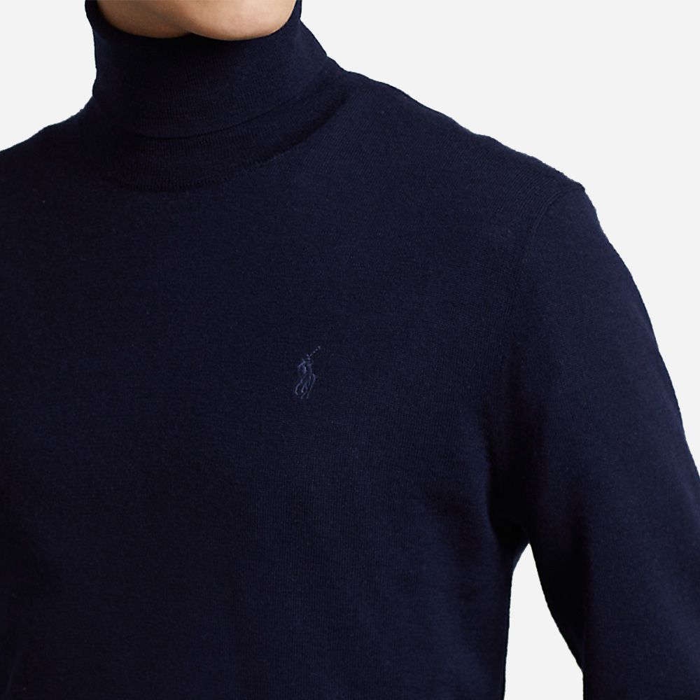 Washable Wool Roll Neck Jumper - Hunter Navy