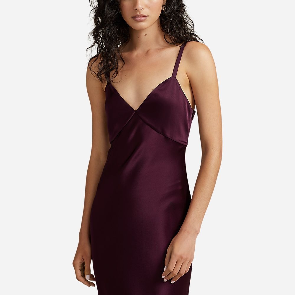 Double Face Satin Sleeveless Gown - Ruby