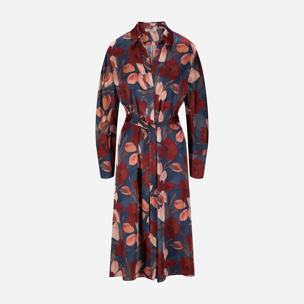 Nouveau Magnolia Belted Shirt Dress - Twilight