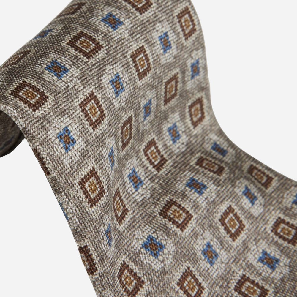 Tie Silk - Beige Patterned