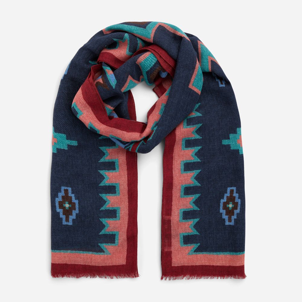 Scarf Wool - Blue/Red