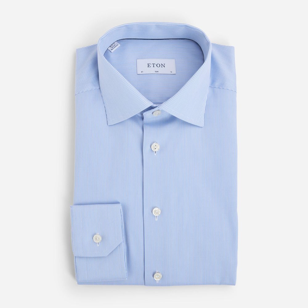 Slim Twill Shirt - Light Blue Fine Stripe