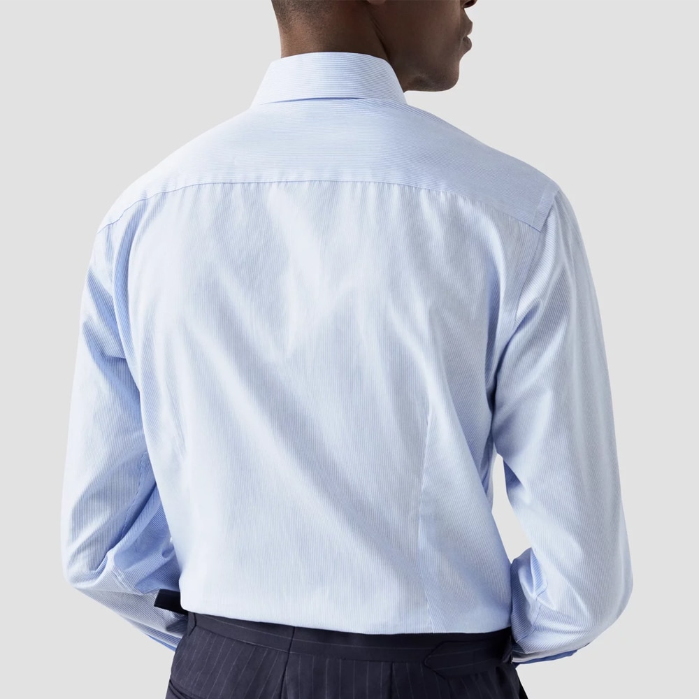 Contemporary Twill Shirt - Light Blue Fine Stripe
