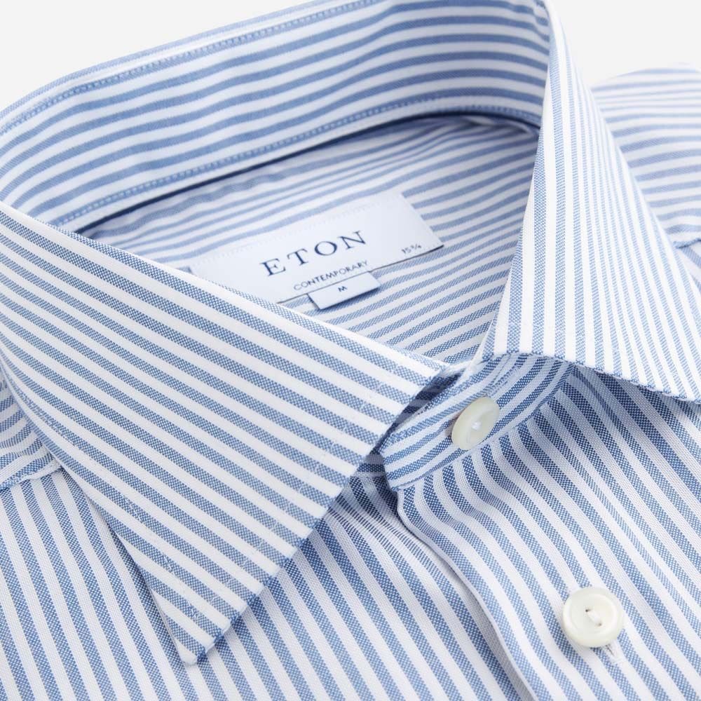 Contemporary Oxford Shirt - Mid Blue Bengal Striped