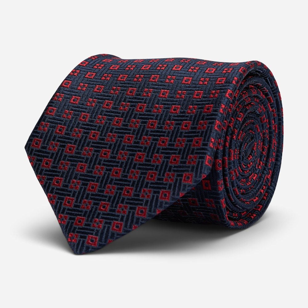 Tie Silk - Navy/Red