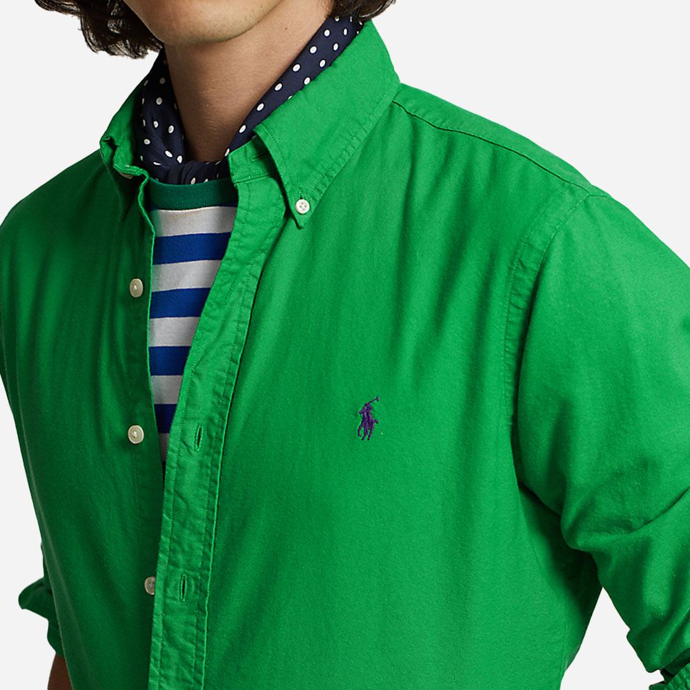 Slim Fit Garment Dyed Oxford Shirt - Preppy Green